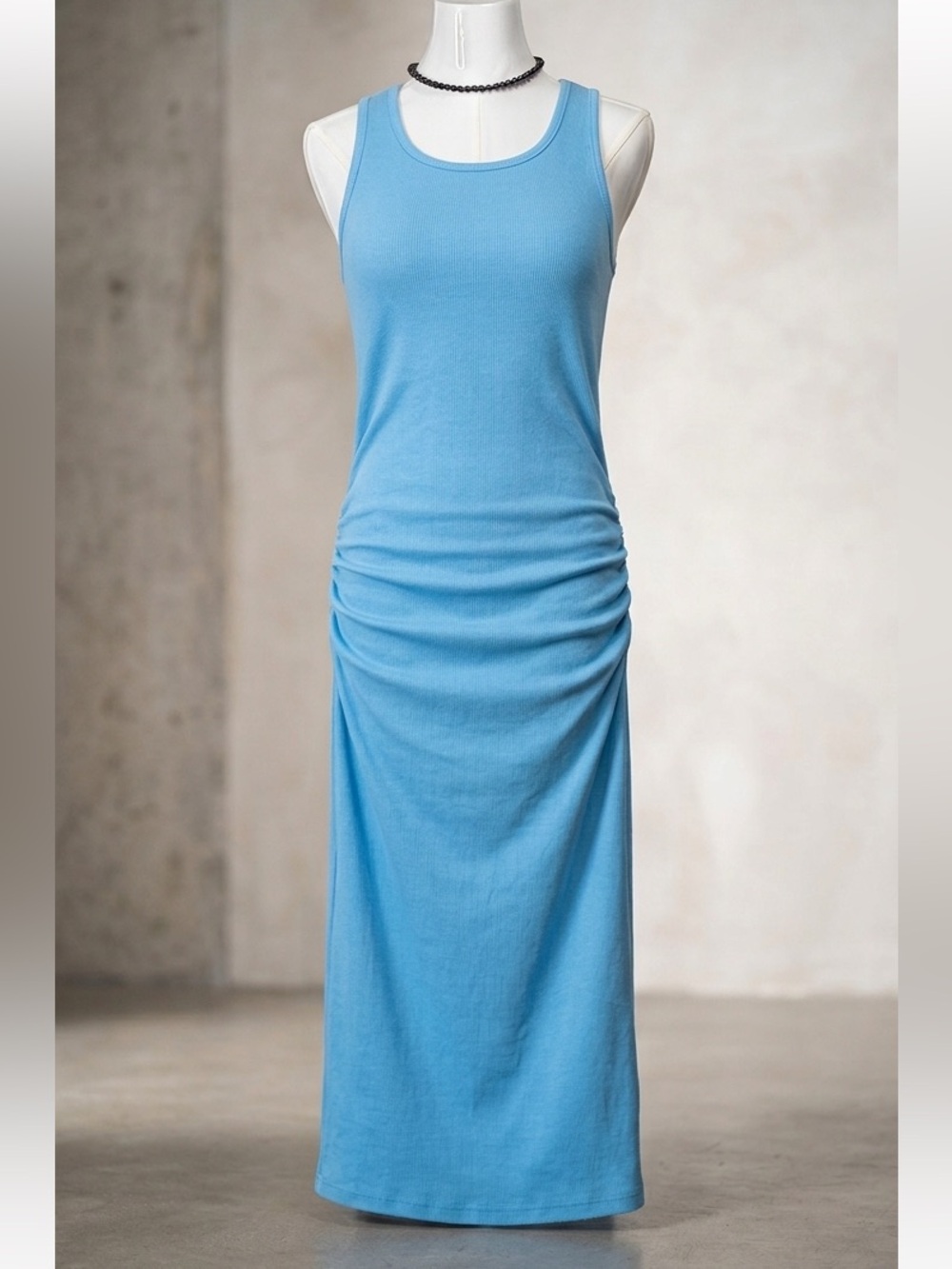 Women's Shirring Racerback Maxi Dress Slim Fit Bodycon Tank Top maternity strech